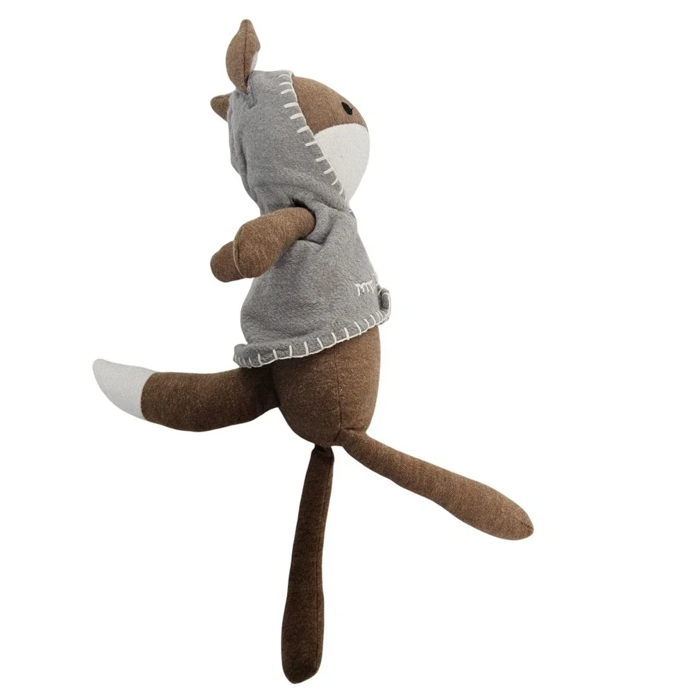 Crane Baby Frankie Fox Plush Kids Brown Grey Hooded Vest Knit Stuffed Animal‎